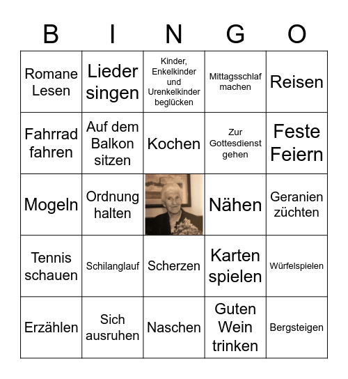 Ihre Lieblings-beschäftigungen Bingo Card