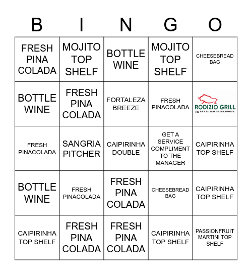 Rodizio Grill Bingo Card