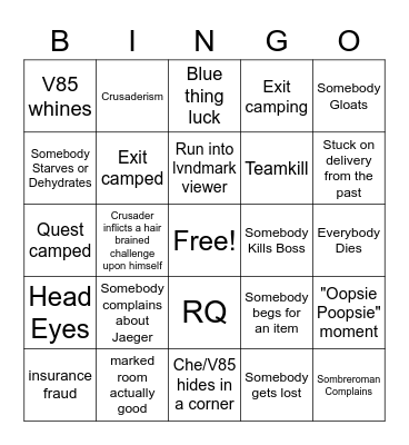 Tarkov Wipe Bingo Card