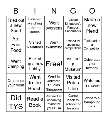 MY JUNE HOLIDAY Bingo Card