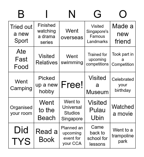 MY JUNE HOLIDAY Bingo Card