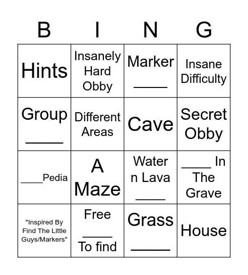 average find the _____'s game Bingo Card