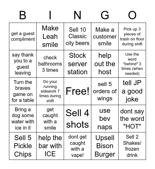 B&D Bingo Card