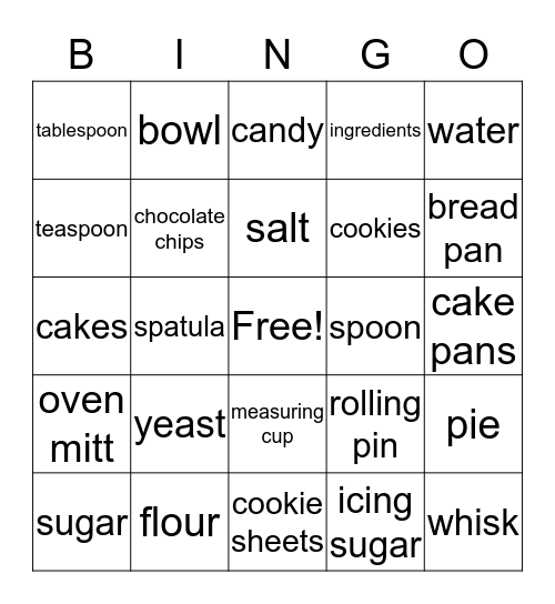Bingo Baker Bingo Card