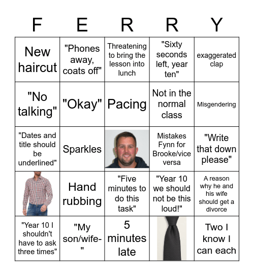 Mr Ferrier Bingo Card