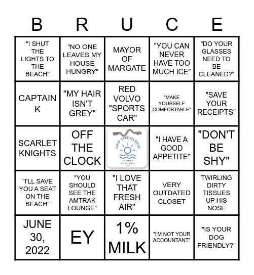 OFF THE CLOCK BINGO Card