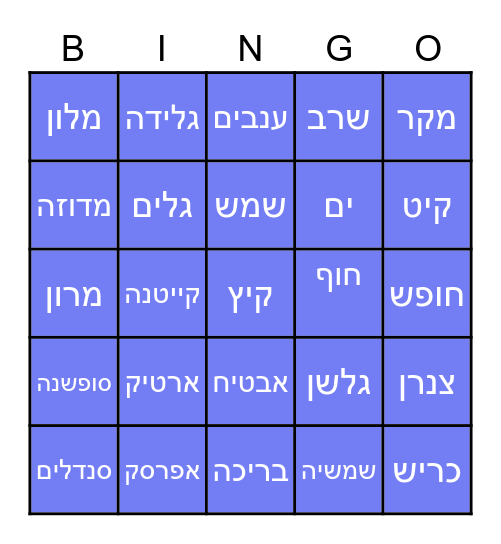 קיץ Bingo Card