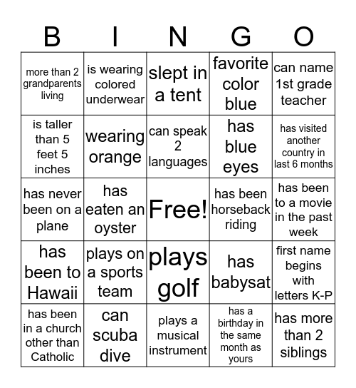 7th SAY Bingo - for each square, find a person that can say "yes" and answer a "who, what, where, or when" question.  When they do, have them sign their name in the square.  A person may only sign your card once. You must have 1 Adult sign for BINGO! Bingo Card