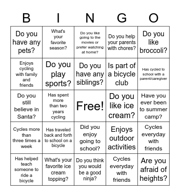 GET TO KNOW EACH OTHER ! Bingo Card