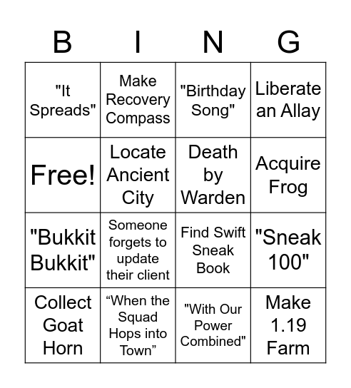 1.19 Launch Bingo Card
