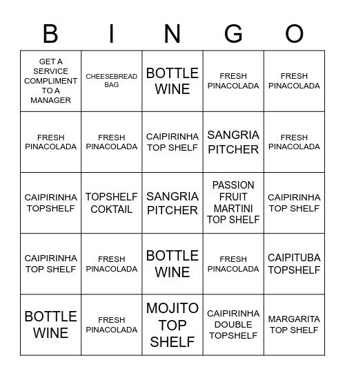 Rodizio Grill Bingo Card