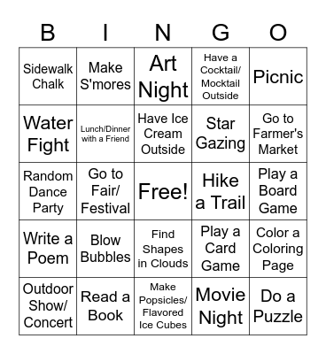 Summer Bingo! Bingo Card