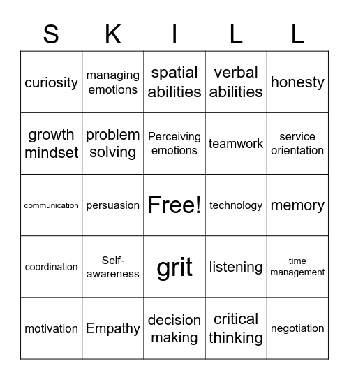 Soft Skills Bingo Card