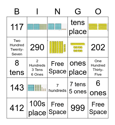 Place Value Bingo Card