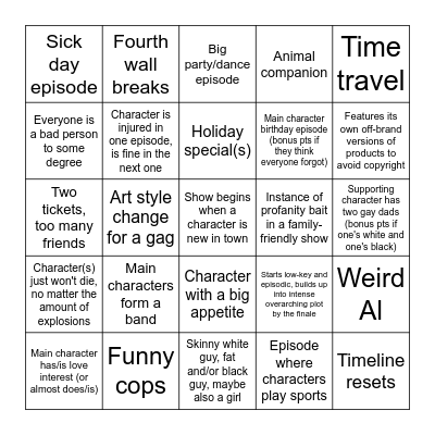 TV Clichés (show name: ______________________) Bingo Card
