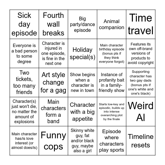 TV Clichés (show name: ______________________) Bingo Card