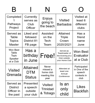 Achievers Bingo June 18 2022 Bingo Card
