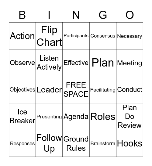 Effective Meetings BINGO Card