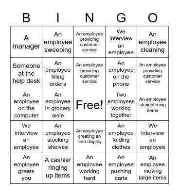 Workplace Bingo Card