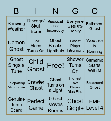 Phas Bingo Card