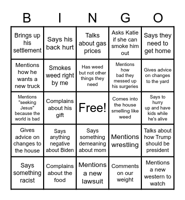 DEAN BINGO Card