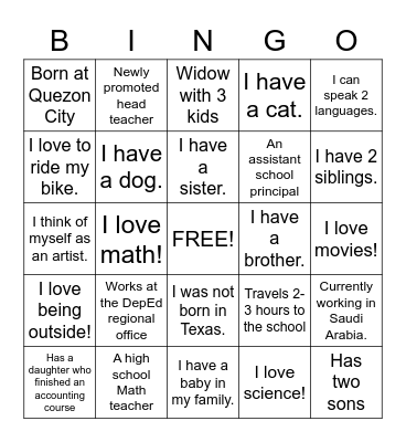 Meet Me Bingo Card