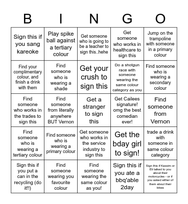 Monochromatic BINGO Card
