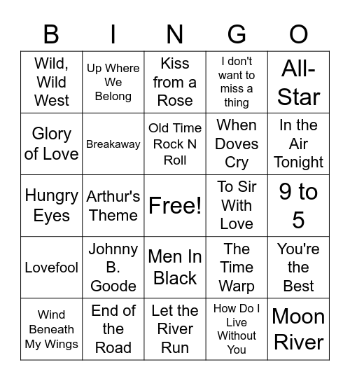 Movie Soundtrack Bingo Card