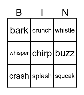 Vocabulary 5.1 Bingo Card