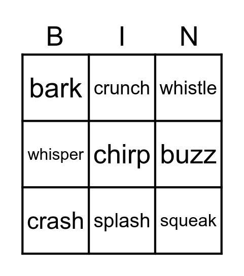 Vocabulary 5.1 Bingo Card