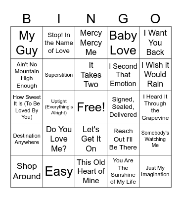 Motown Bingo Card