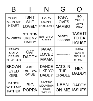 Father's Day Bingo Card