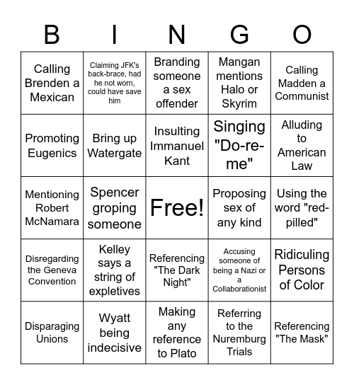 MMM Bingo Card