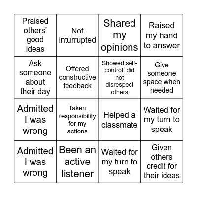 Assembly 20th June 2022 Bingo Card