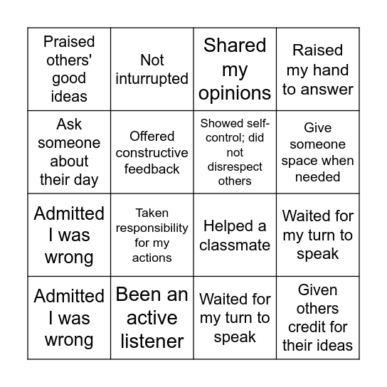 Assembly 20th June 2022 Bingo Card