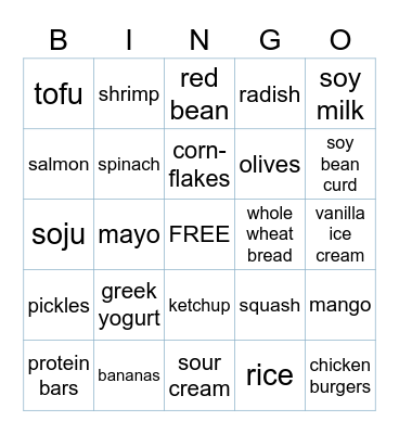 mayari eats Bingo Card