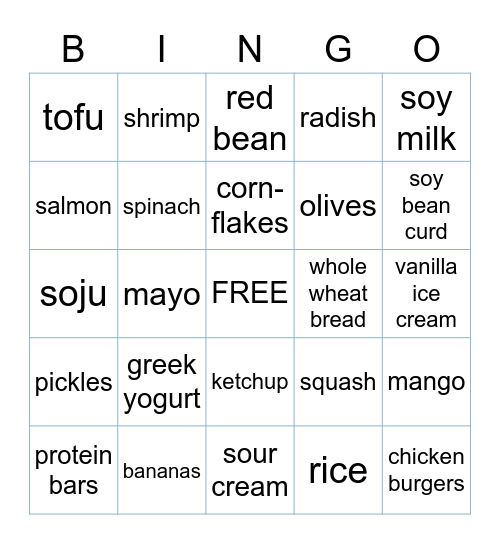 mayari eats Bingo Card