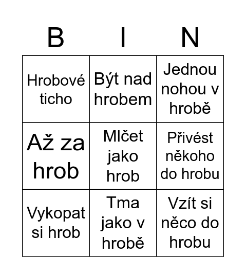 Hrobové BINGO Card