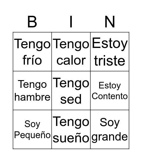 Cómo te sientes? Bingo Card