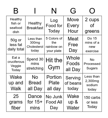 Food Challenge June 20-24 Bingo Card