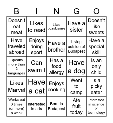 People Bingo Card