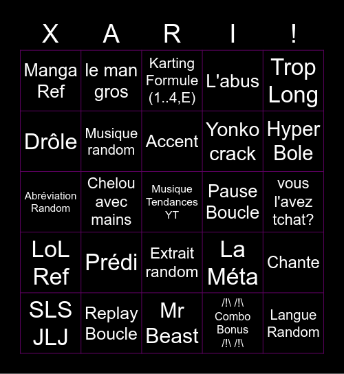 Xari React Bingo Card