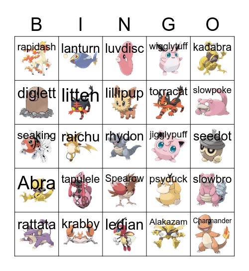 Pokemon Bingo Card