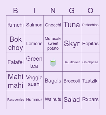 My food bingo!! Bingo Card