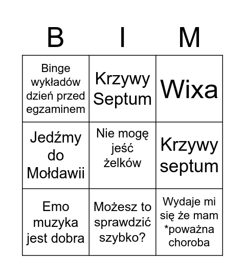 Monisia Bingo Card