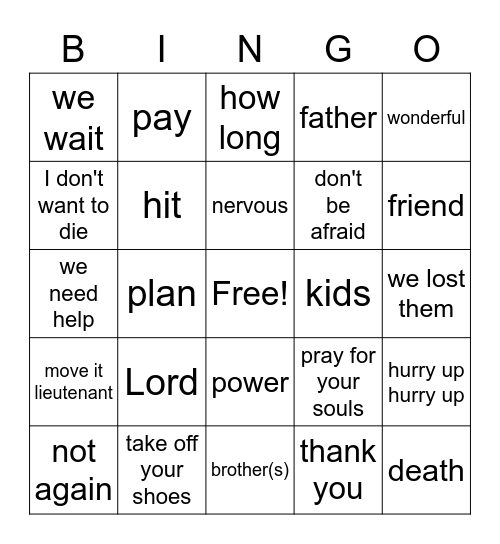 A-TEAM Bingo Card