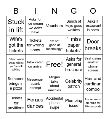 TRP Bingo Card
