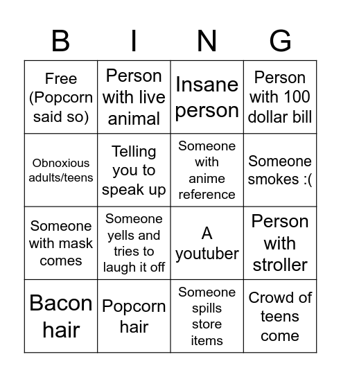 my bingo card :) Bingo Card