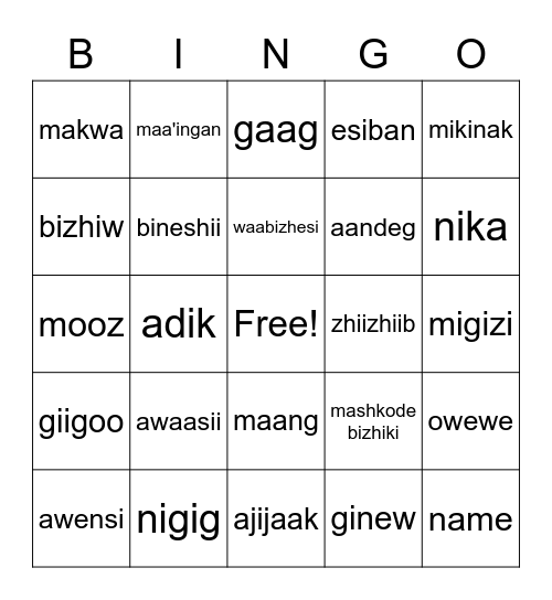 Odoodemiwin Bingo Card
