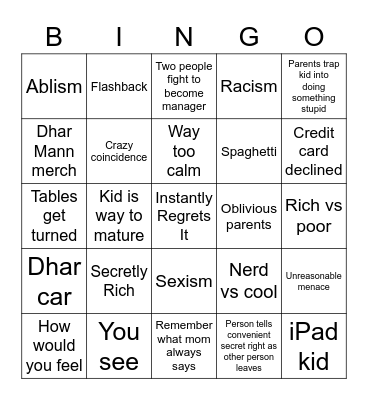 Dhar Mann Bingo Card